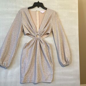 pink lily dress S glitter goddess cut out gold sparkle